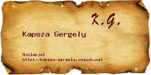 Kapsza Gergely névjegykártya